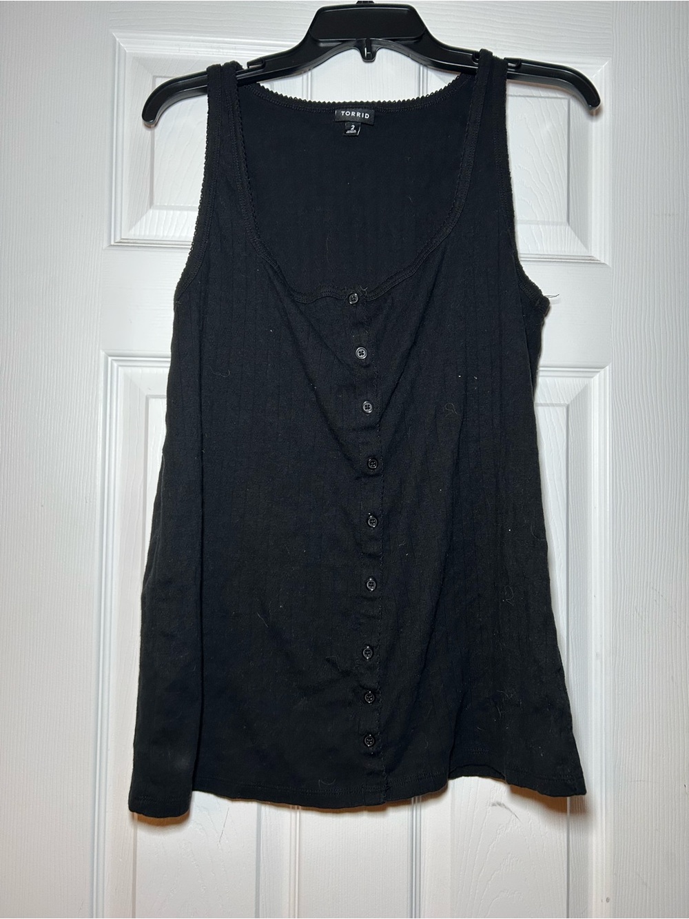 torrid Black Button-Front Ribbed Tank Camisole